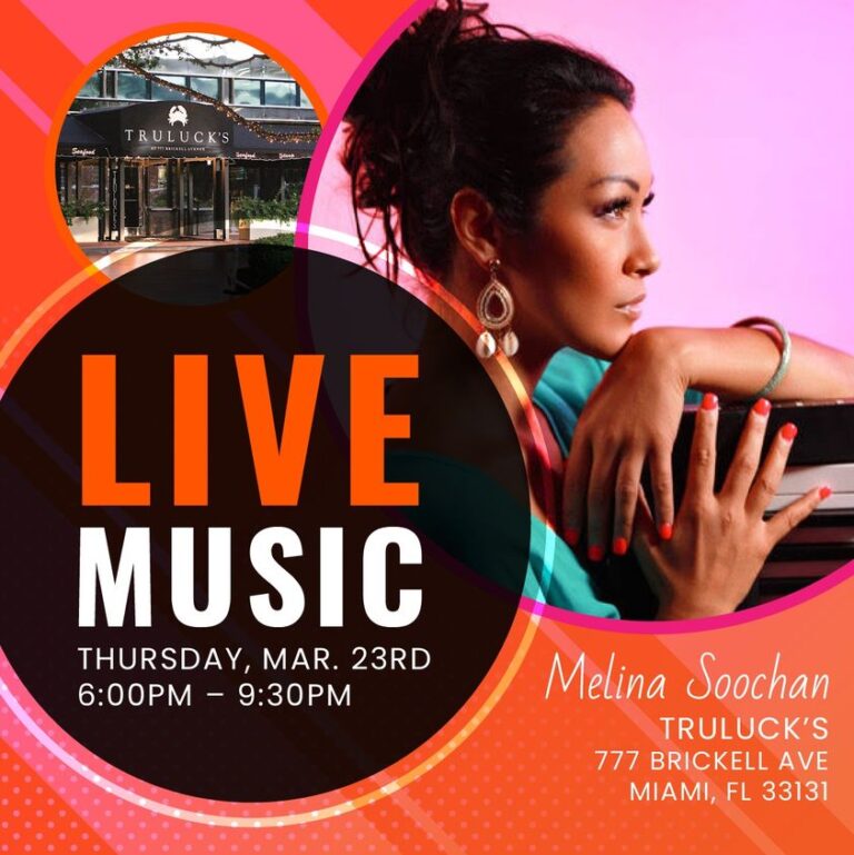 Read more about the article Come out tonight to Truluck’s for an Amazing Melina Soochan Performance
