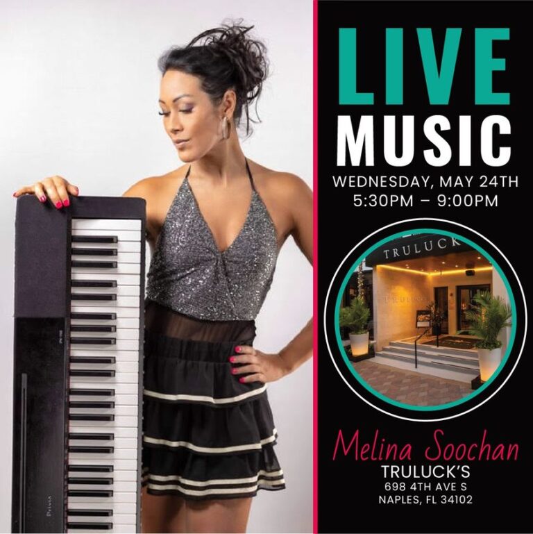 Read more about the article Melina Soochan Music is performing at Truluck’s tomorrow night from 5:30pm – 9:00pm!!